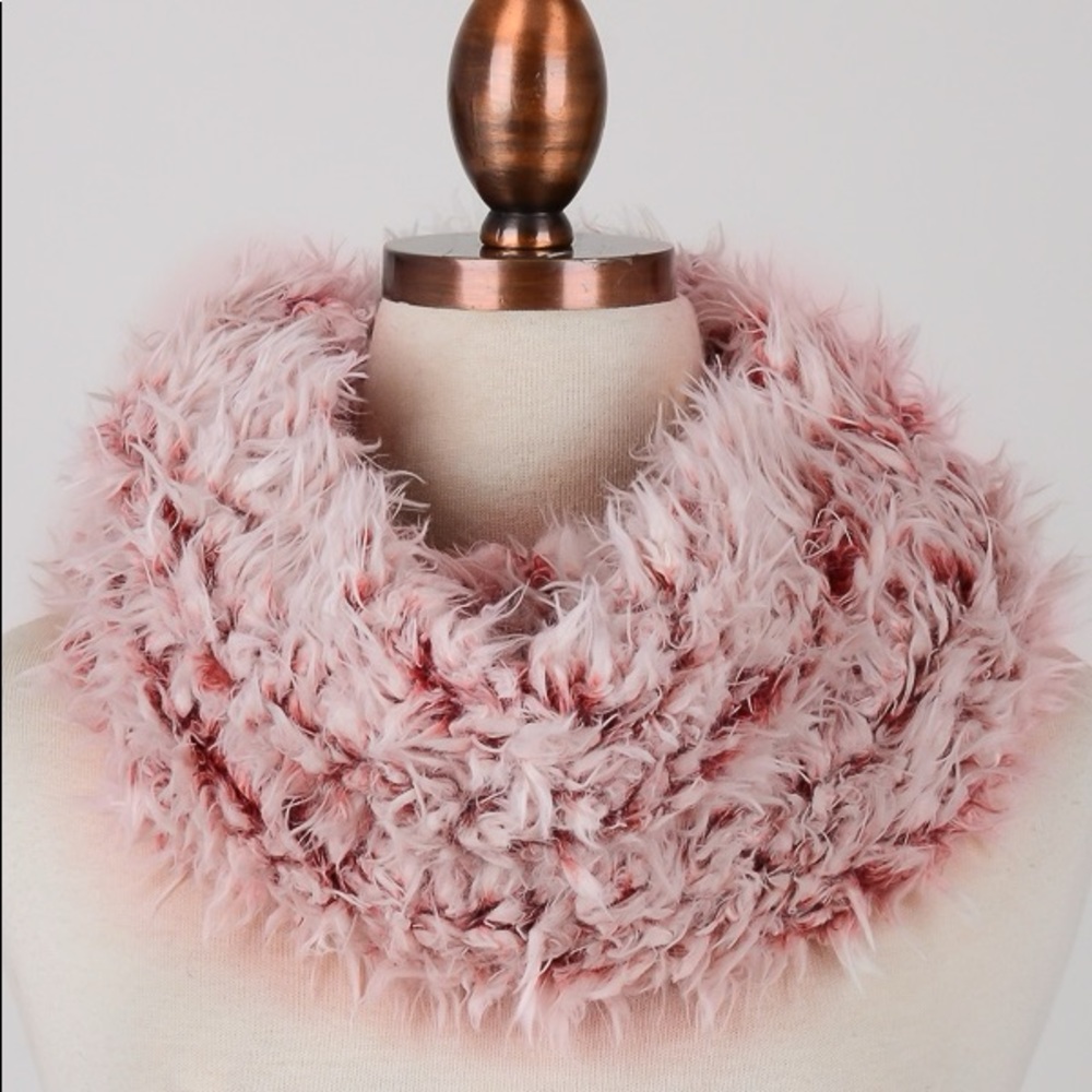 Fuzzy Pink Infinity Scarf